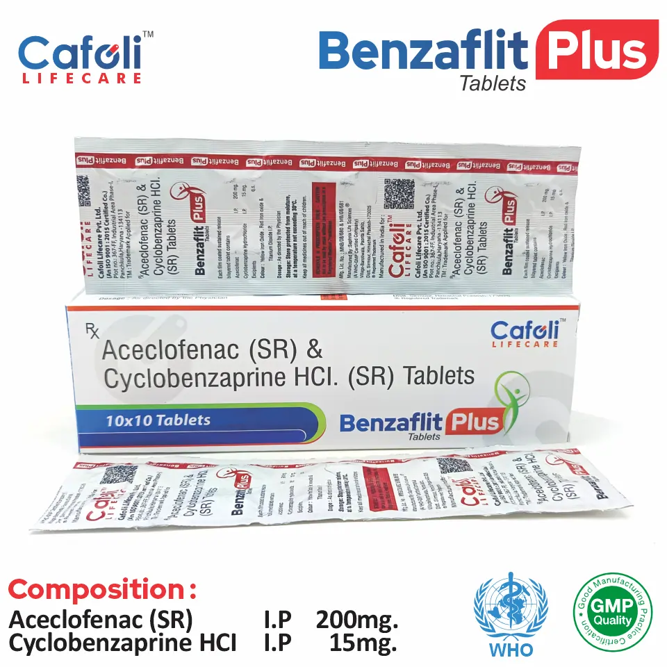 Cyclobenzaprine 15mg SR + Aceclofenac 200mg Tablet PCD Pharma